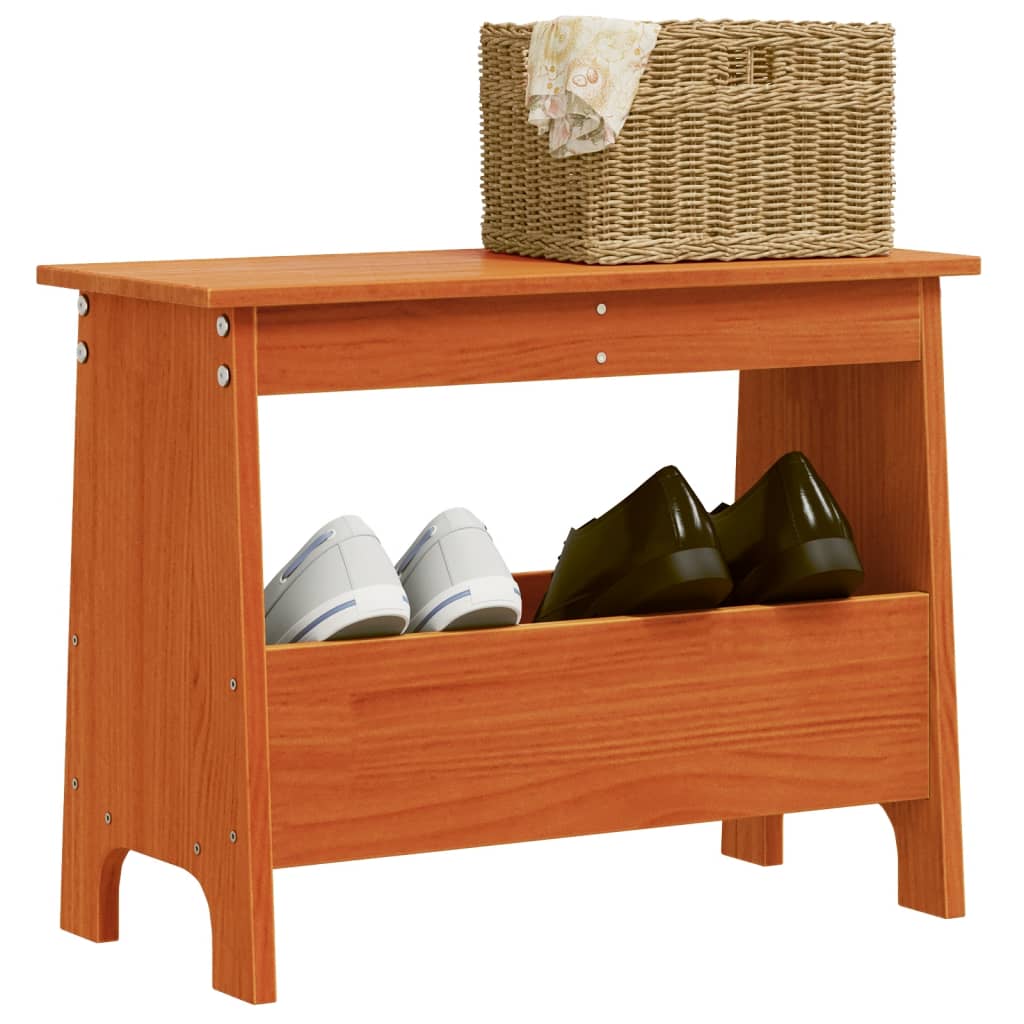 vidaXL Παγκάκι Χολ Καφέ Κεριού 60x28x45 εκ. από Μασίφ Ξύλο Πεύκου