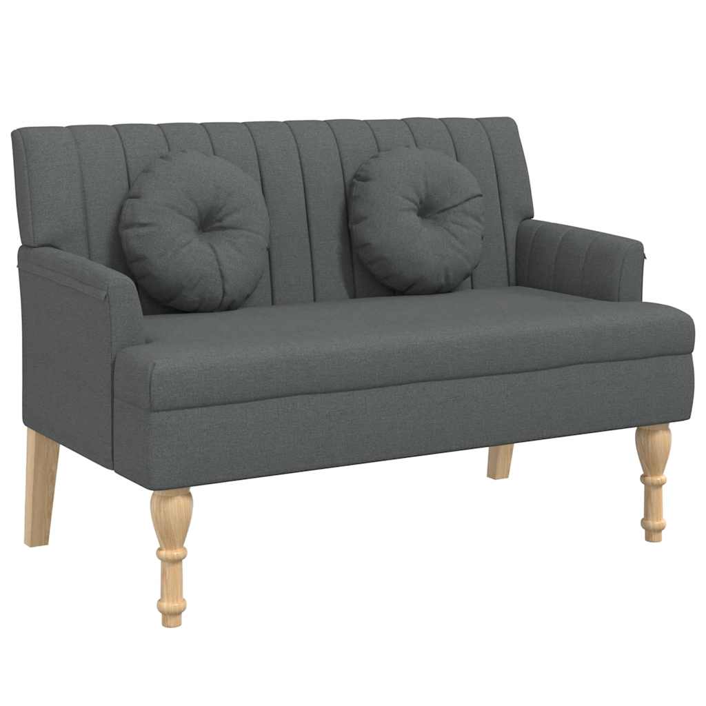 vidaXL Παγκάκι Σκούρο Γκρι 113x64,5x75,5 εκ. Υφασμάτινο με Μαξιλάρια