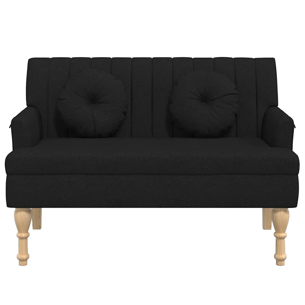 vidaXL Παγκάκι Μαύρο 113 x 64,5 x 75,5 εκ. Υφασμάτινο με Μαξιλάρια