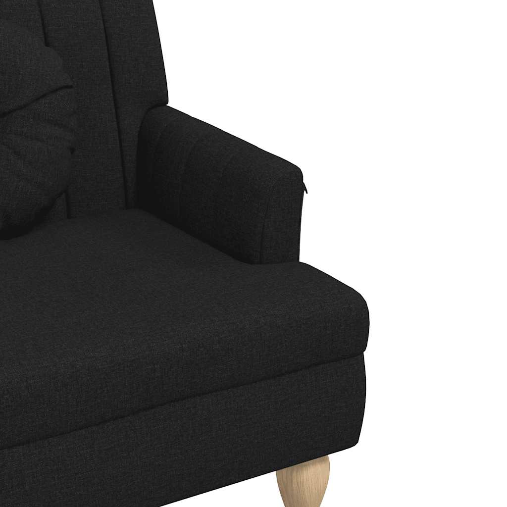 vidaXL Παγκάκι Μαύρο 113 x 64,5 x 75,5 εκ. Υφασμάτινο με Μαξιλάρια