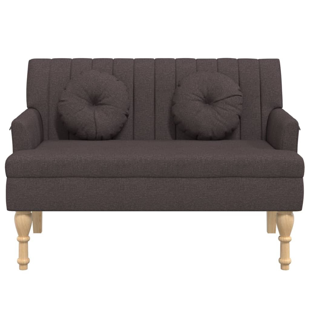 vidaXL Παγκάκι Σκούρο Καφέ 113x64,5x75,5 εκ. Υφασμάτινο με Μαξιλάρια
