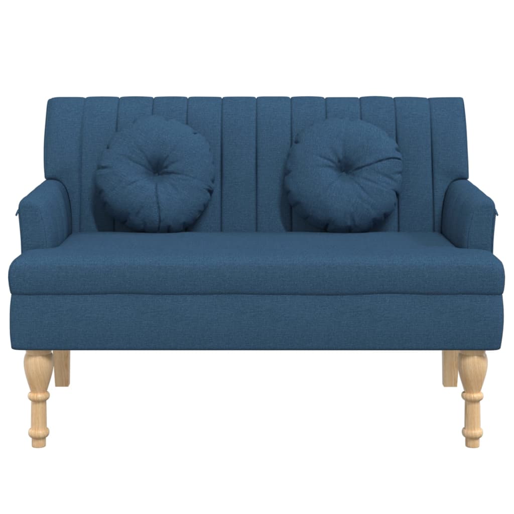 vidaXL Παγκάκι Μπλε 113 x 64,5 x 75,5 εκ. Υφασμάτινο με Μαξιλάρια