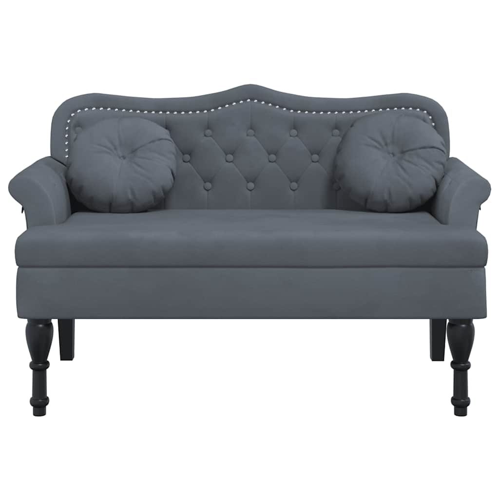 vidaXL Παγκάκι Σκούρο Γκρι 120,5 x 65 x 75 εκ. Βελούδινο με Μαξιλάρια