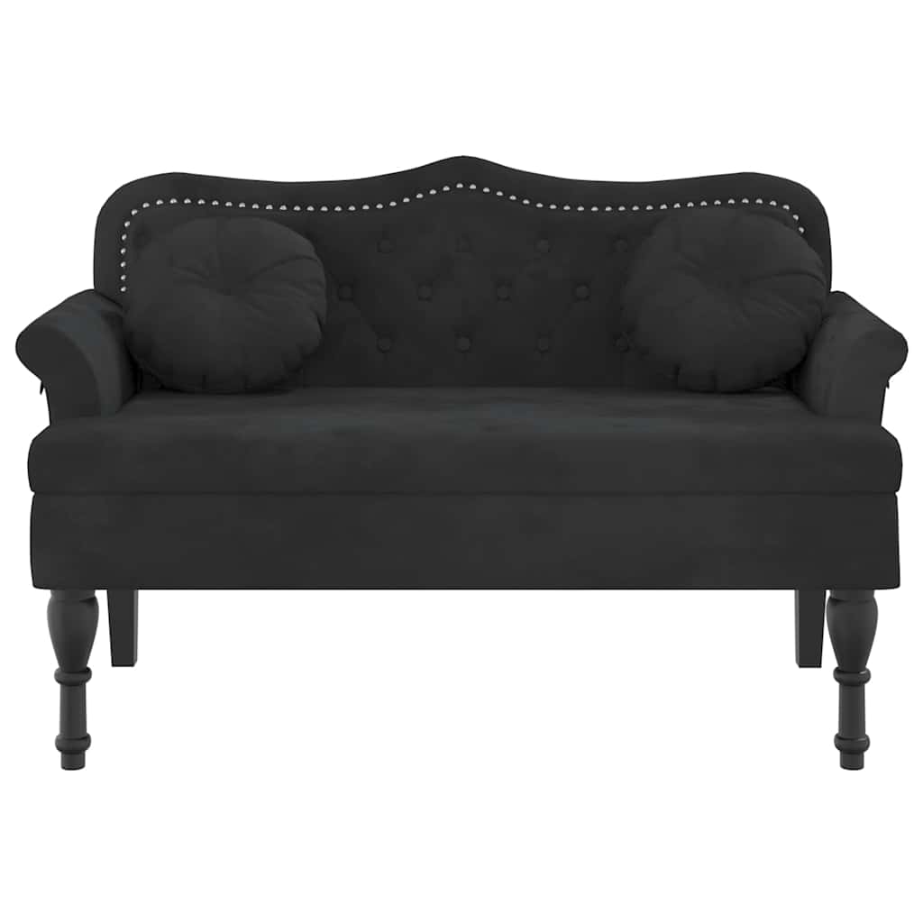 vidaXL Παγκάκι Μαύρο 120,5 x 65 x 75 εκ. Βελούδινο με Μαξιλάρια