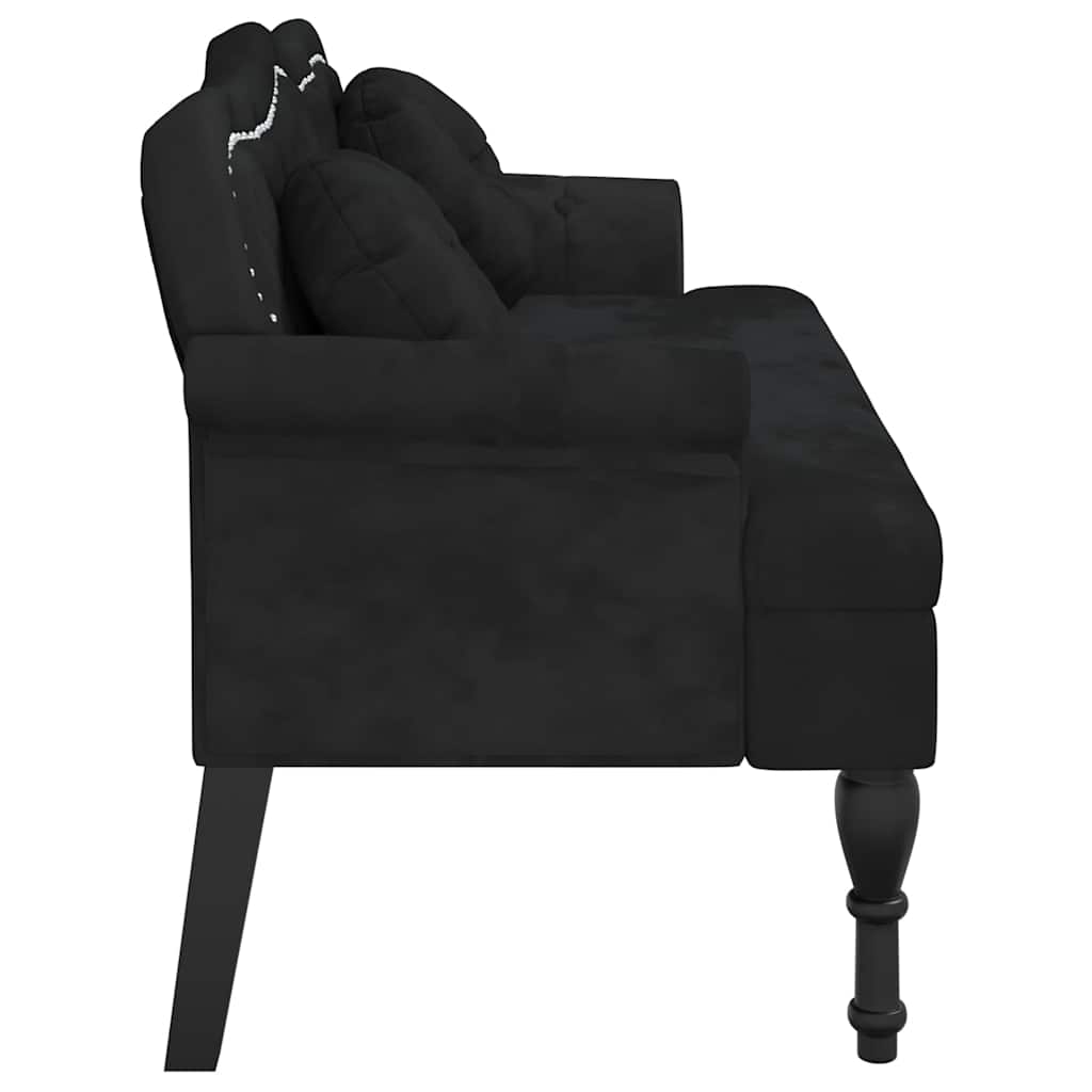 vidaXL Παγκάκι Μαύρο 120,5 x 65 x 75 εκ. Βελούδινο με Μαξιλάρια