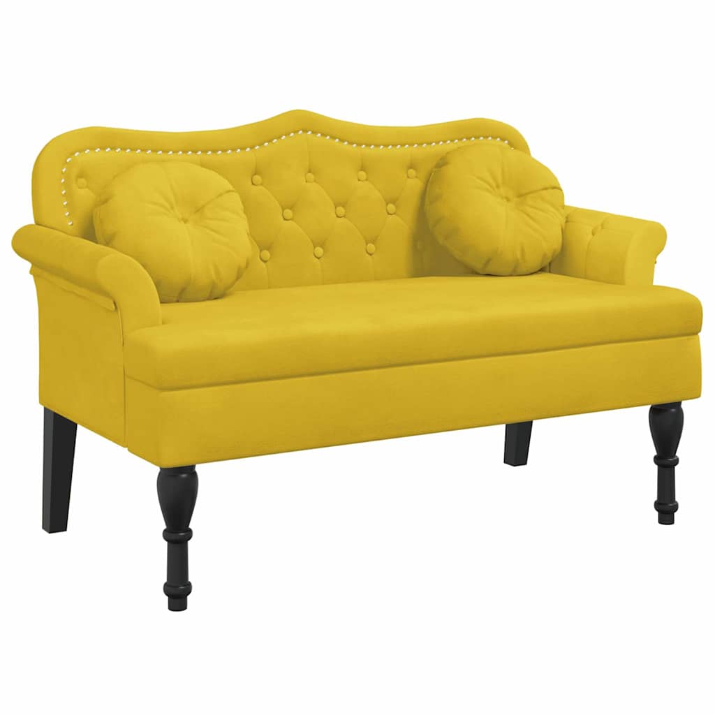 vidaXL Παγκάκι με Μαξιλάρια Κίτρινο 120,5 x 65 x 75 εκ. Βελούδινο