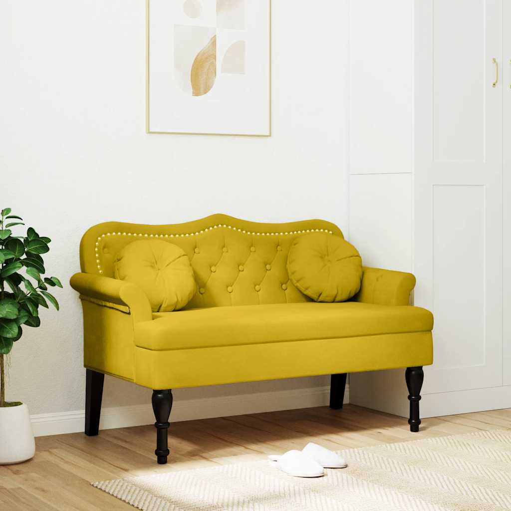 vidaXL Παγκάκι με Μαξιλάρια Κίτρινο 120,5 x 65 x 75 εκ. Βελούδινο