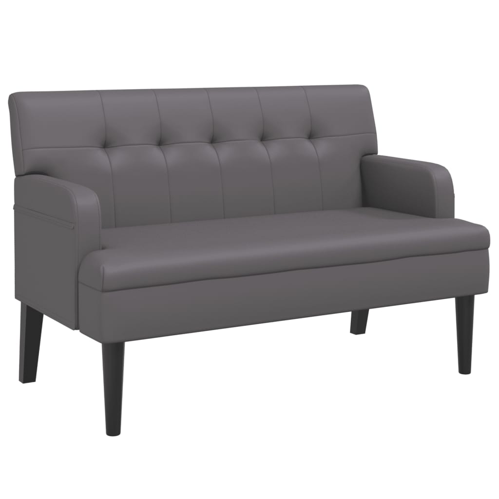 vidaXL Παγκάκι με Πλάτη Γκρι 112 x 65,5 x 75 εκ. από Συνθετικό Δέρμα