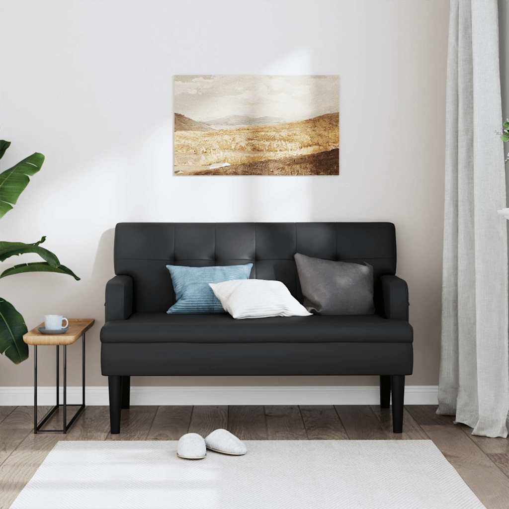 vidaXL Παγκάκι με Πλάτη Μαύρο 112x65,5x75 εκ. από Συνθετικό Δέρμα