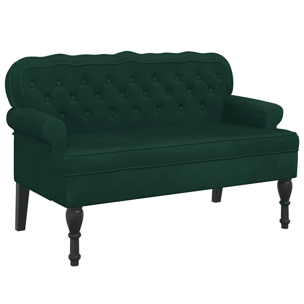 vidaXL Παγκάκι με Πλάτη Σκούρο Πράσινο 119,5x64,5x75 εκ. Βελούδινο