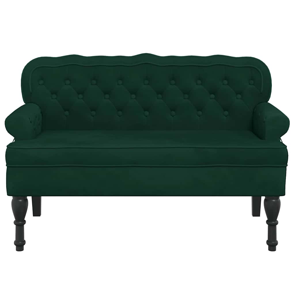 vidaXL Παγκάκι με Πλάτη Σκούρο Πράσινο 119,5x64,5x75 εκ. Βελούδινο