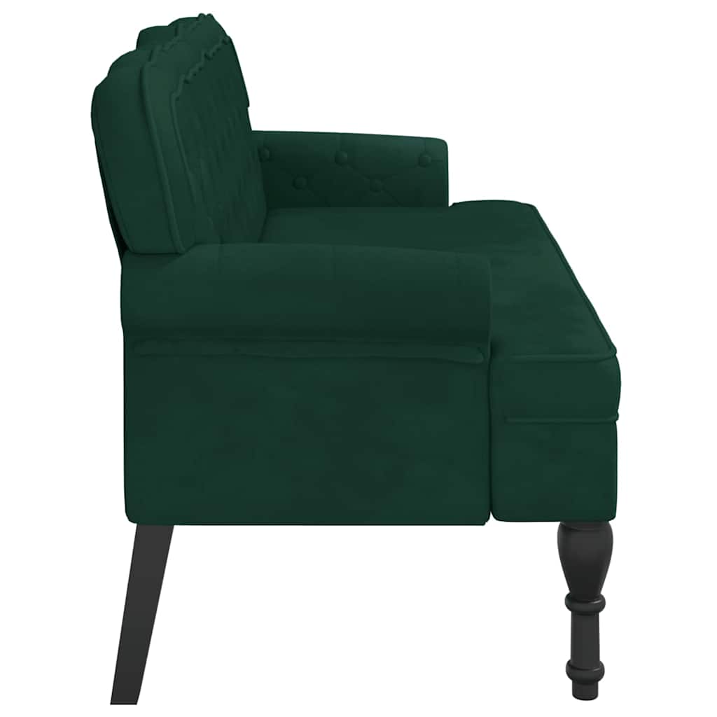 vidaXL Παγκάκι με Πλάτη Σκούρο Πράσινο 119,5x64,5x75 εκ. Βελούδινο