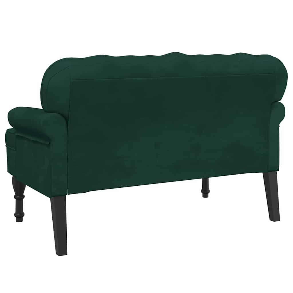 vidaXL Παγκάκι με Πλάτη Σκούρο Πράσινο 119,5x64,5x75 εκ. Βελούδινο