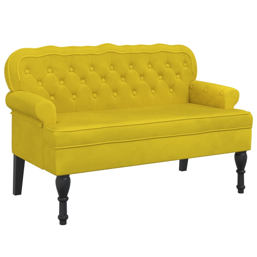 vidaXL Παγκάκι με Πλάτη Κίτρινο 119,5x64,5x75 εκ. Βελούδινο