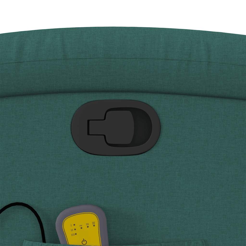 vidaXL Πολυθρόνα Μασάζ Ανακλινόμενη Σκούρο Πράσινο Υφασμάτινη