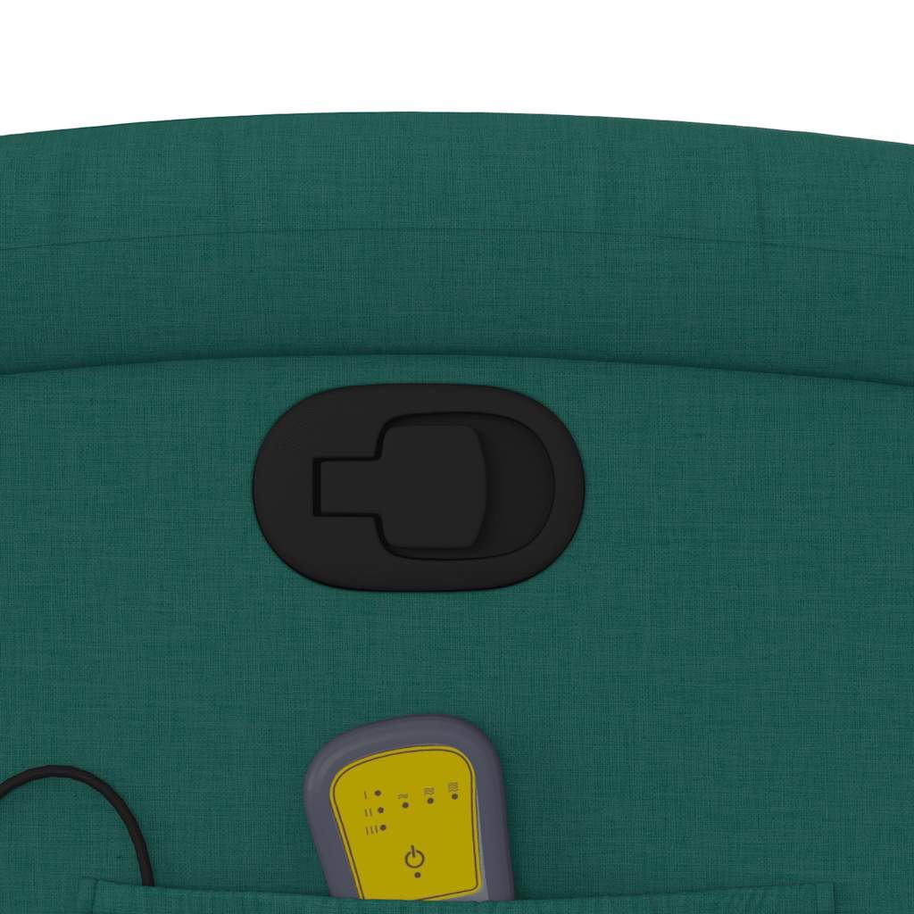 vidaXL Πολυθρόνα Μασάζ Ανακλινόμενη Σκούρο Πράσινο Υφασμάτινη