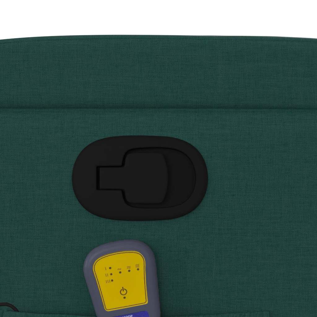 vidaXL Πολυθρόνα Μασάζ Ανακλινόμενη Σκούρο Πράσινο Υφασμάτινη