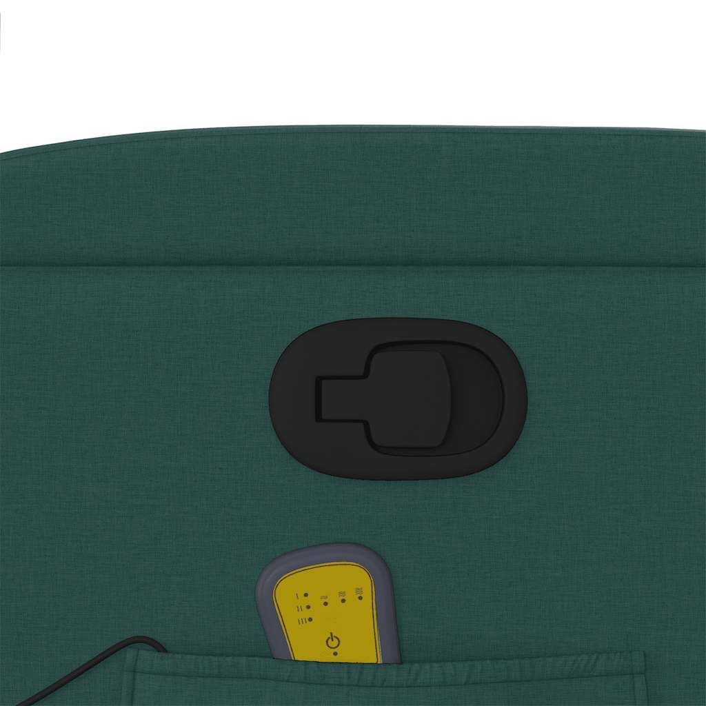 vidaXL Πολυθρόνα Μασάζ Ανακλινόμενη Σκούρο Πράσινο Υφασμάτινη