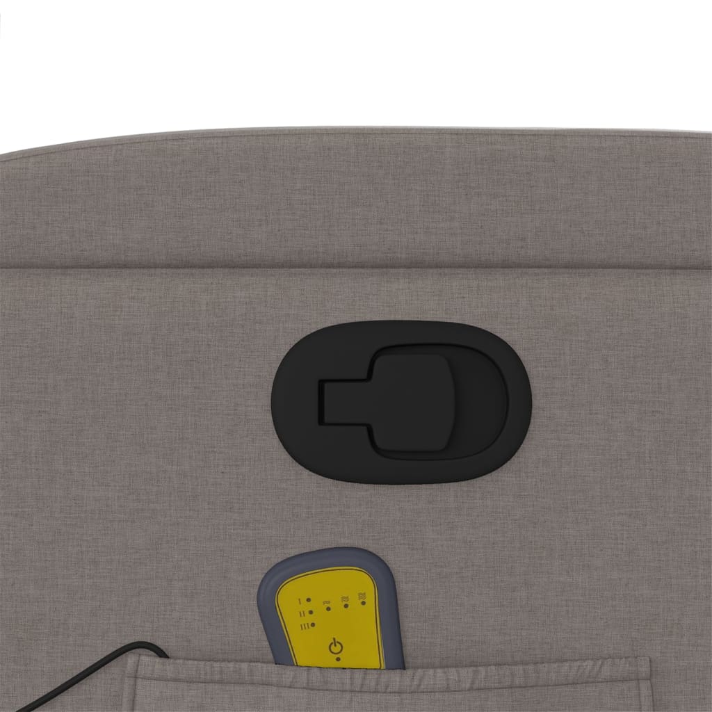 vidaXL Πολυθρόνα Μασάζ Ανακλινόμενη Taupe Υφασμάτινη