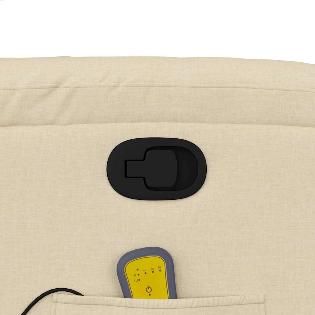 vidaXL Πολυθρόνα Μασάζ Ανακλινόμενη Κρεμ Υφασμάτινη