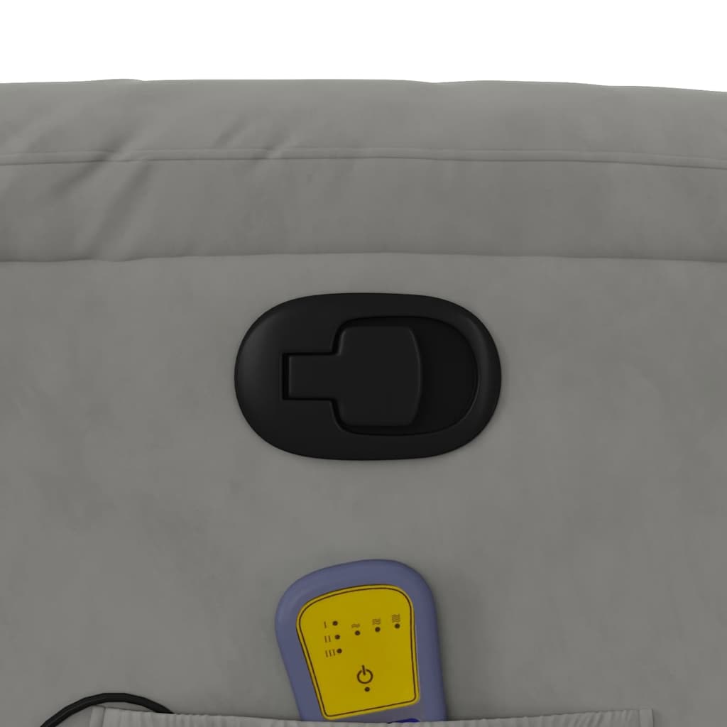 vidaXL Πολυθρόνα Μασάζ Ανακλινόμενη Ανοιχτό Γκρι από Ύφασμα Μικροϊνών