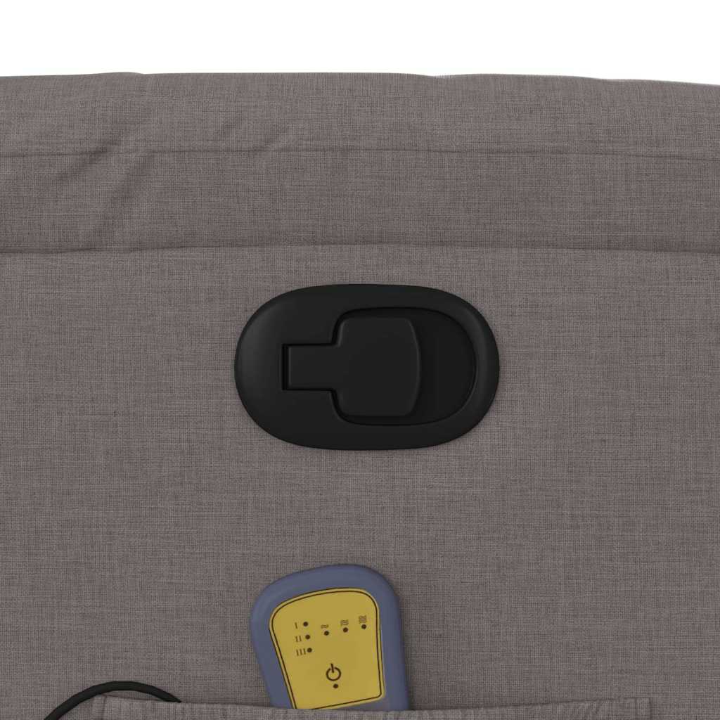 vidaXL Πολυθρόνα Μασάζ Ανακλινόμενη Taupe Υφασμάτινη