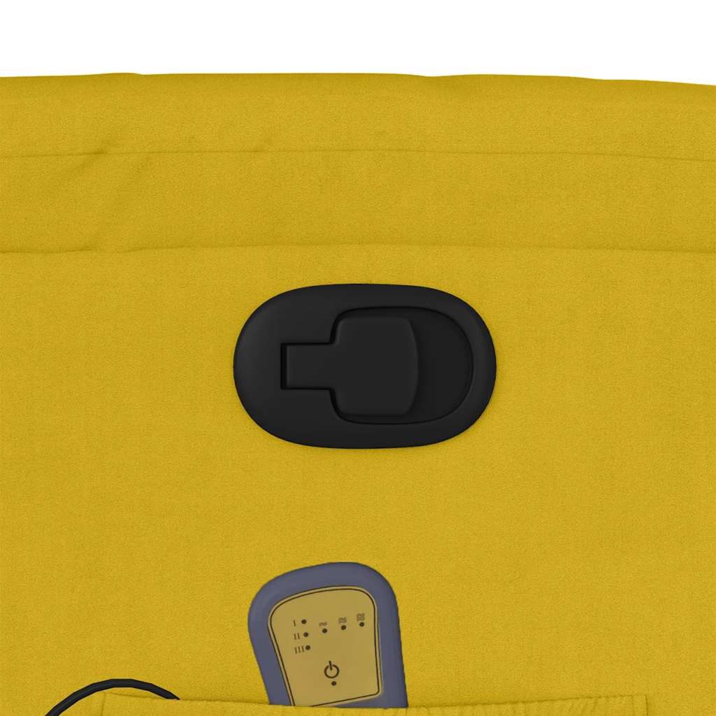 vidaXL Πολυθρόνα Μασάζ Ανακλινόμενη Κίτρινη Βελούδινη