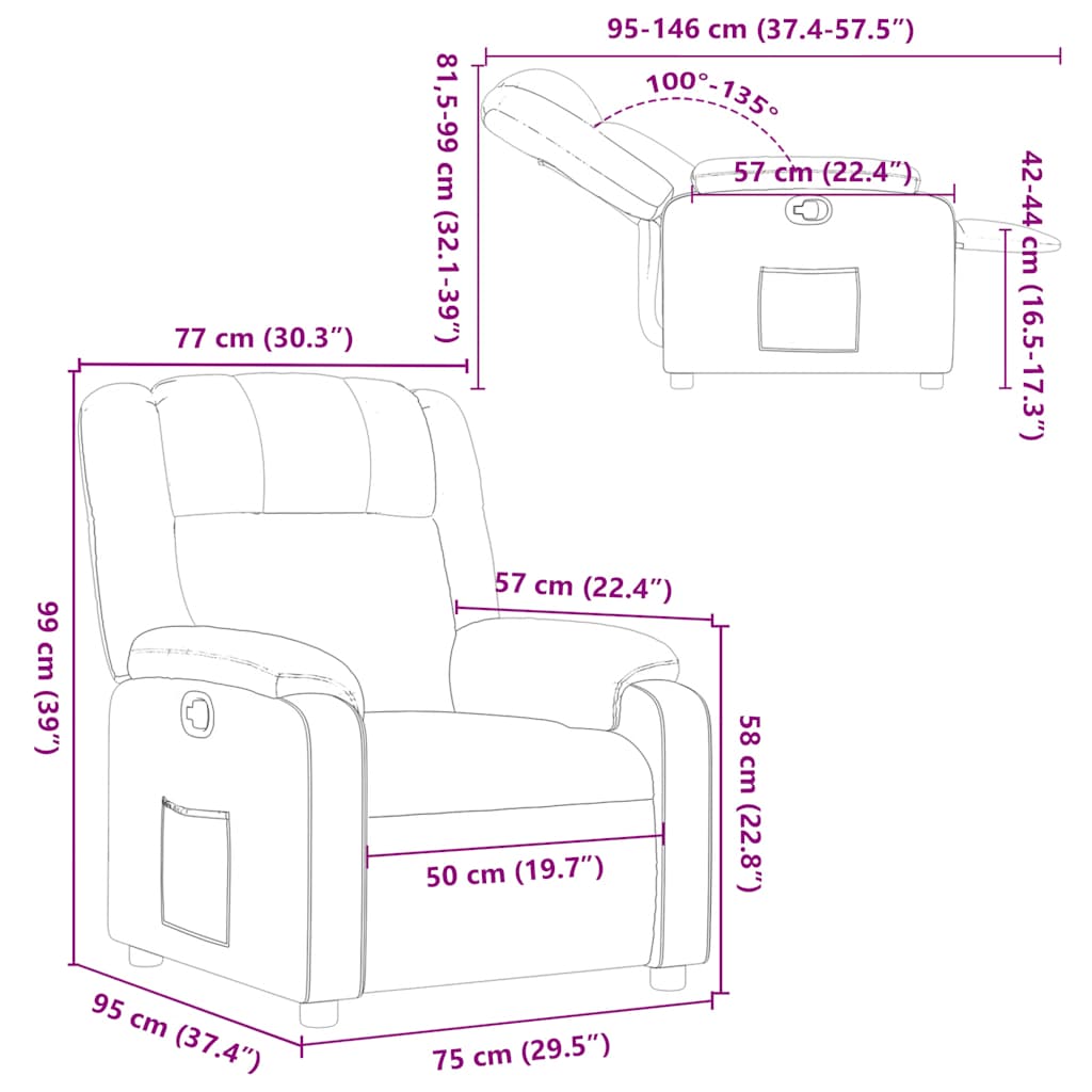 vidaXL Πολυθρόνα Ανακλινόμενη Καφέ Υφασμάτινη