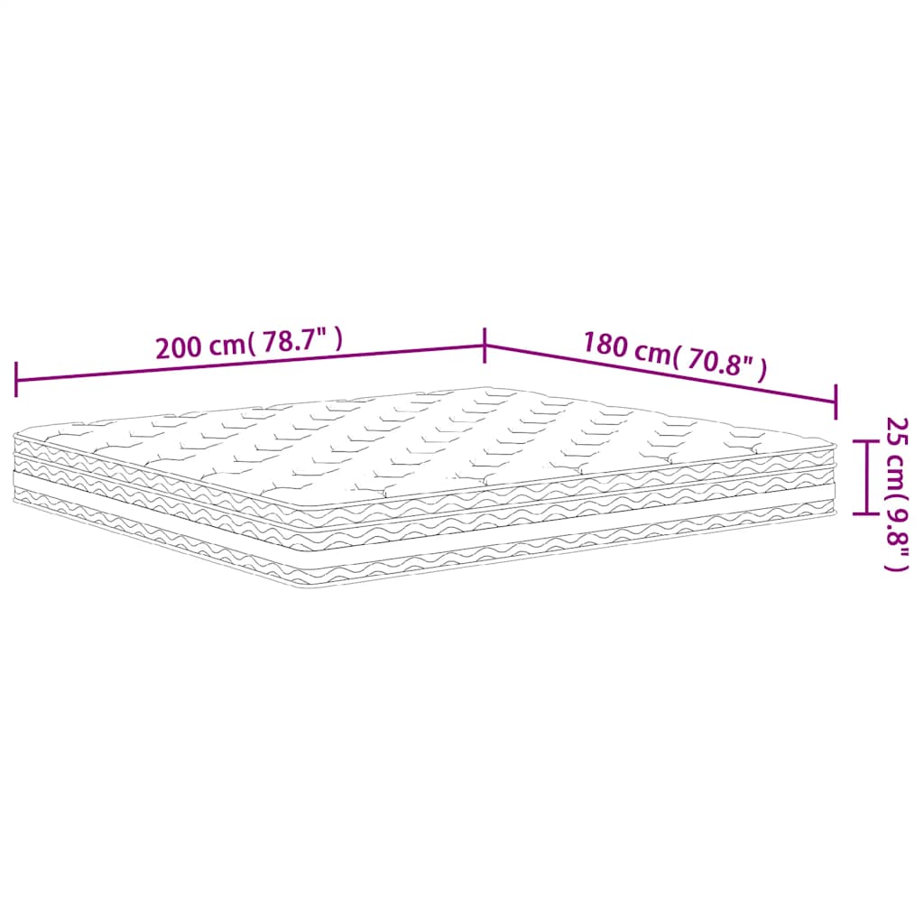 vidaXL Στρώμα με Pocket Springs Μεσαία Σκληρότητα 180 x 200 εκ.