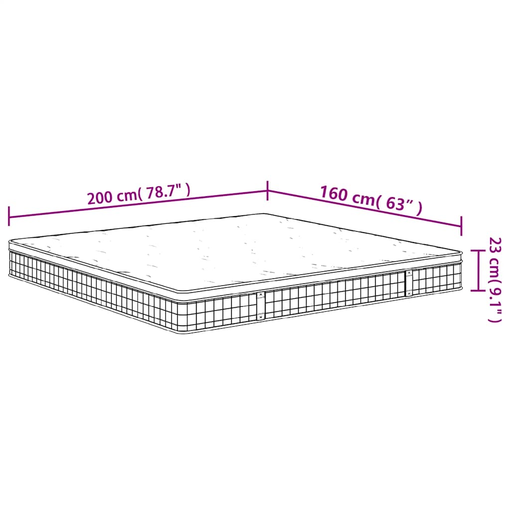 vidaXL Στρώμα με Bonnell Springs Μεσαία Σκληρότητα 160 x 200 εκ.