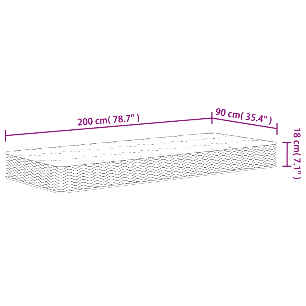vidaXL Στρώμα με Bonnell Springs Medium 90 x 200 εκ.