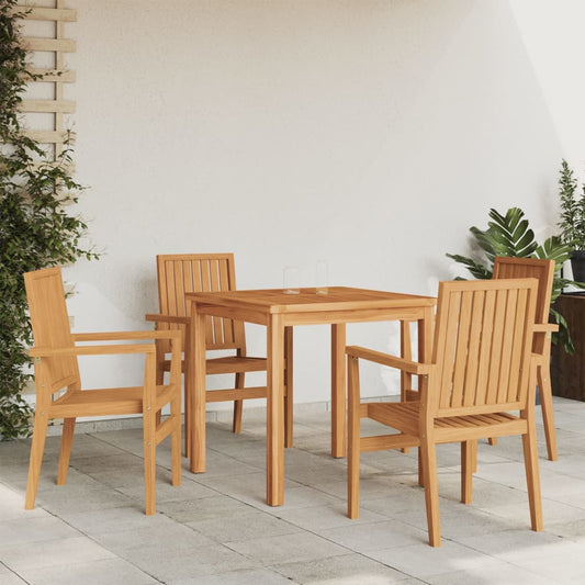vidaXL Καρέκλες Κήπου Στοιβαζόμενες 4 τεμ. 56,5x57,5x91 εκ. Μασίφ Teak