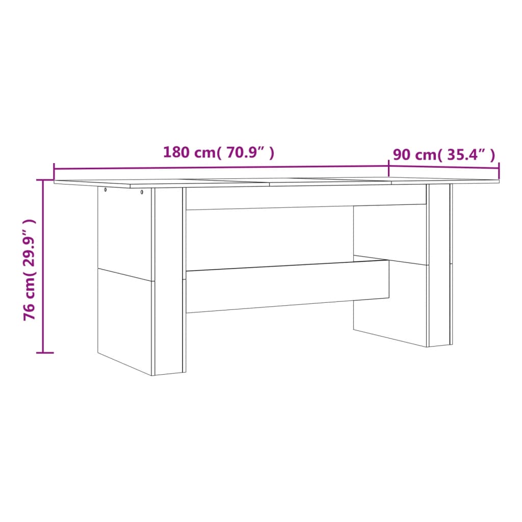 vidaXL Τραπεζαρία Γκρι Sonoma 180 x 90 x 76 εκ. από Επεξεργασμένο Ξύλο