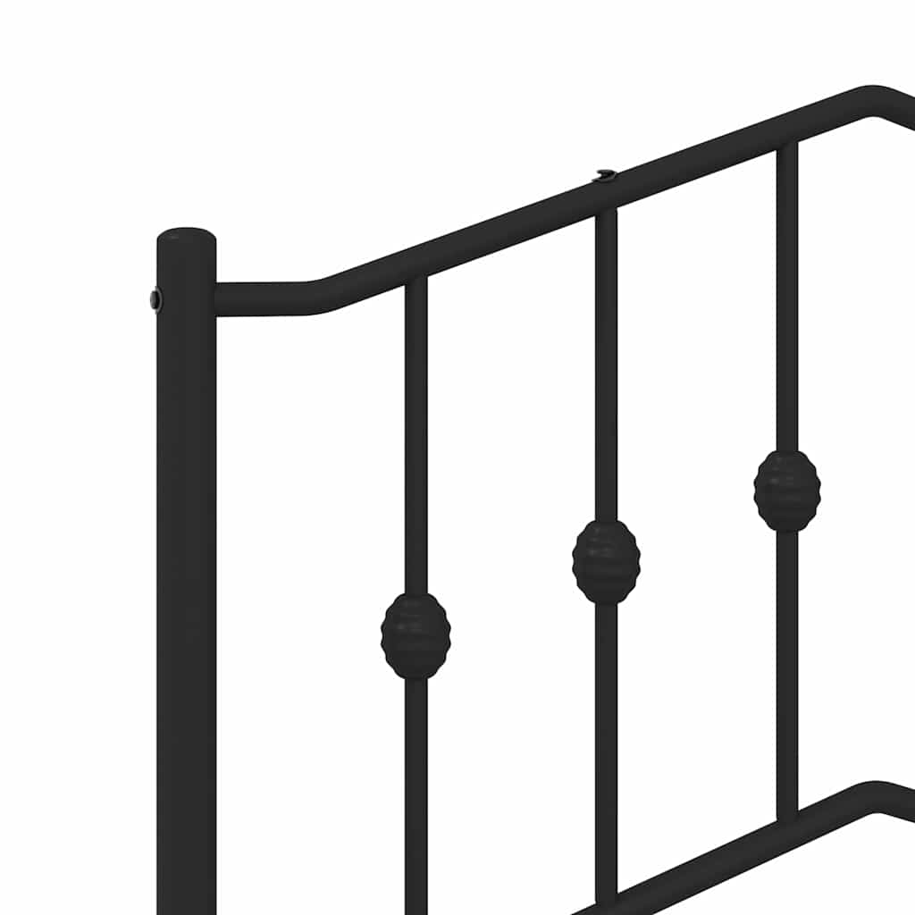vidaXL Πλαίσιο Κρεβατιού με Κεφαλάρι/Ποδαρικό Μαύρο 75x190 εκ. Μέταλλο