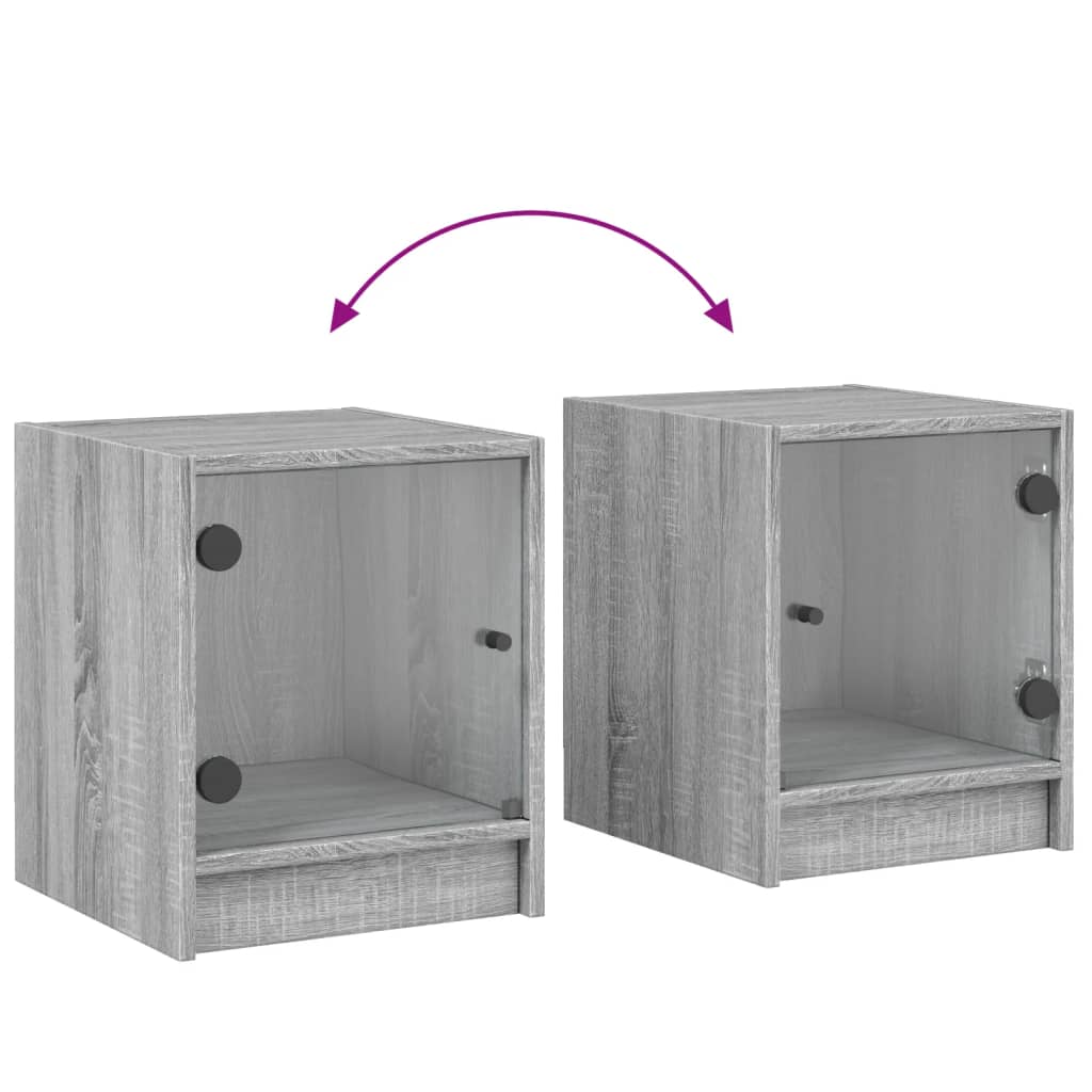 vidaXL Κομοδίνο Γκρι Sonoma 35x37x42 εκ. με Γυάλινη Πόρτα