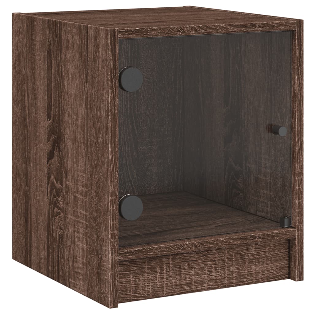vidaXL Κομοδίνο Καφέ Δρυς 35 x 37 x 42 εκ. με Γυάλινη Πόρτα