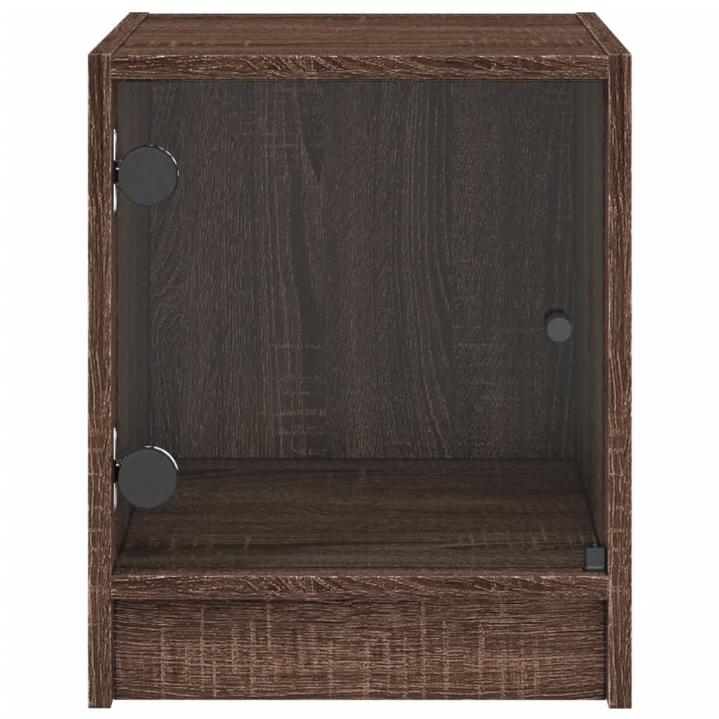 vidaXL Κομοδίνο Καφέ Δρυς 35 x 37 x 42 εκ. με Γυάλινη Πόρτα