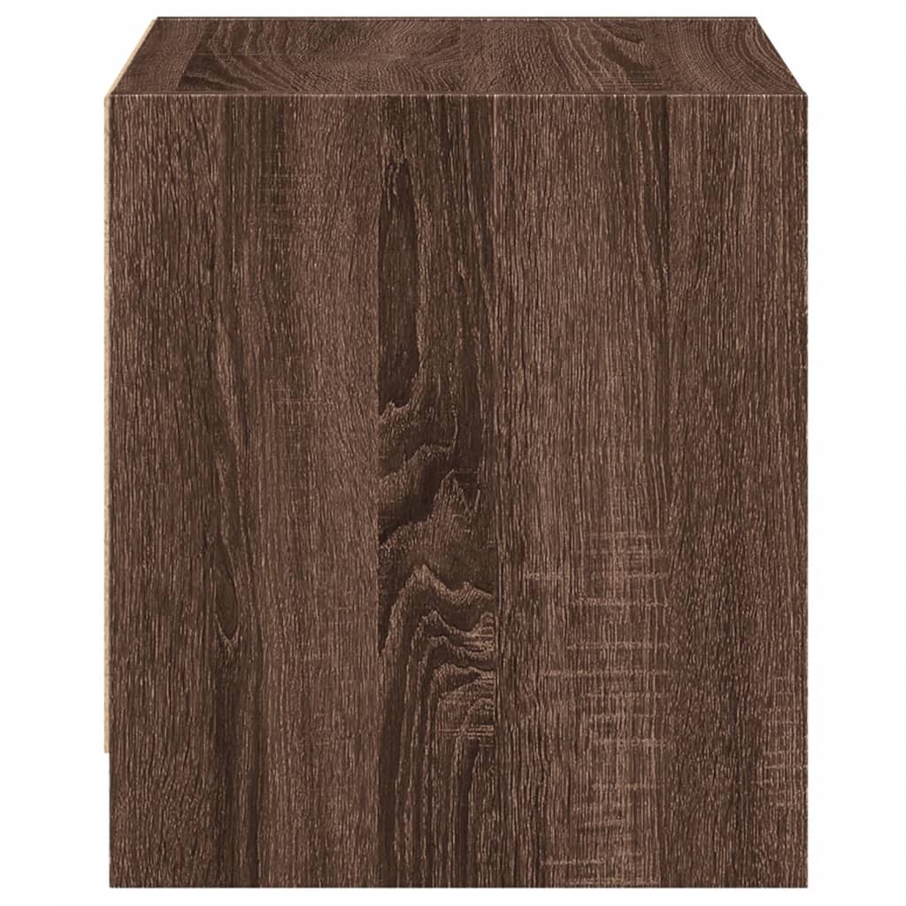 vidaXL Κομοδίνο Καφέ Δρυς 35 x 37 x 42 εκ. με Γυάλινη Πόρτα