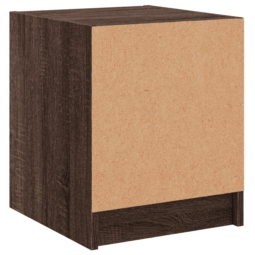 vidaXL Κομοδίνο Καφέ Δρυς 35 x 37 x 42 εκ. με Γυάλινη Πόρτα