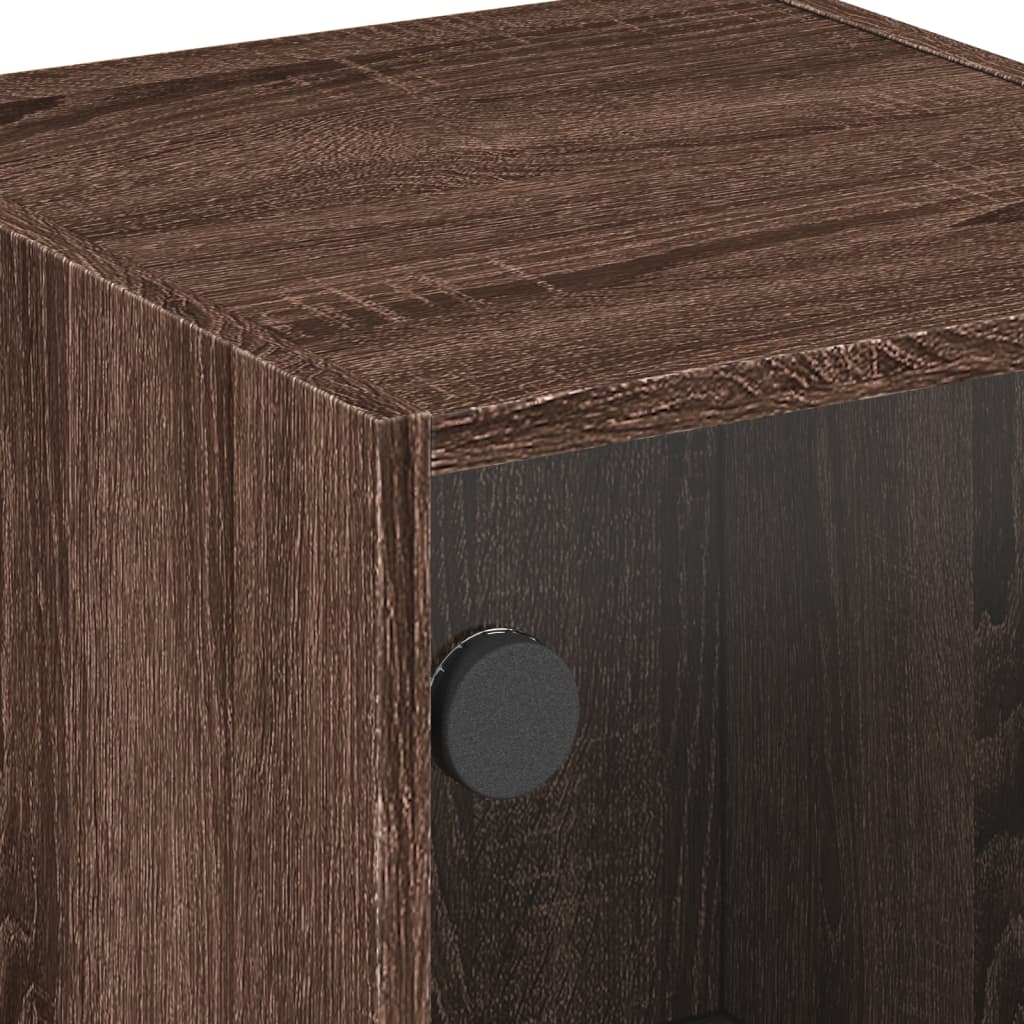 vidaXL Κομοδίνο Καφέ Δρυς 35 x 37 x 42 εκ. με Γυάλινη Πόρτα
