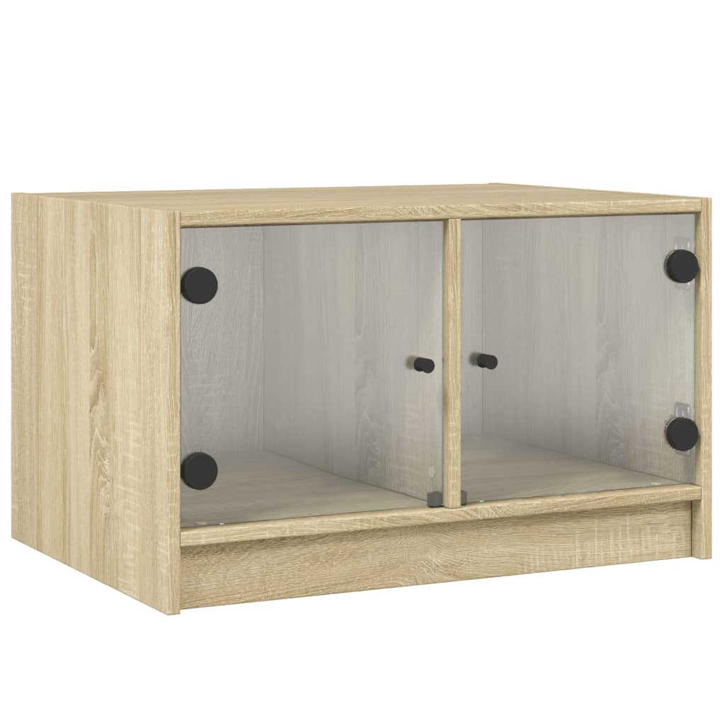 vidaXL Τραπεζάκι Σαλονιού Sonoma Δρυς 68x50x42 εκ. με Γυάλινες Πόρτες