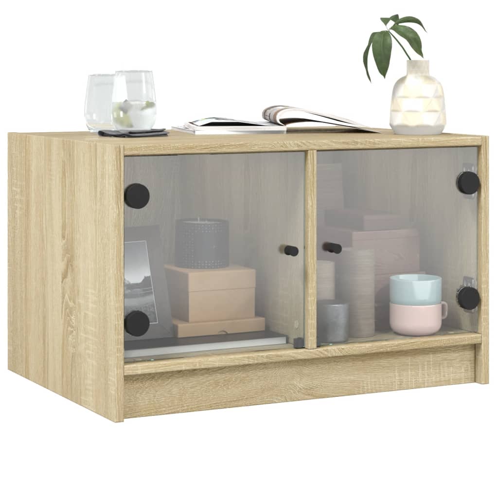 vidaXL Τραπεζάκι Σαλονιού Sonoma Δρυς 68x50x42 εκ. με Γυάλινες Πόρτες