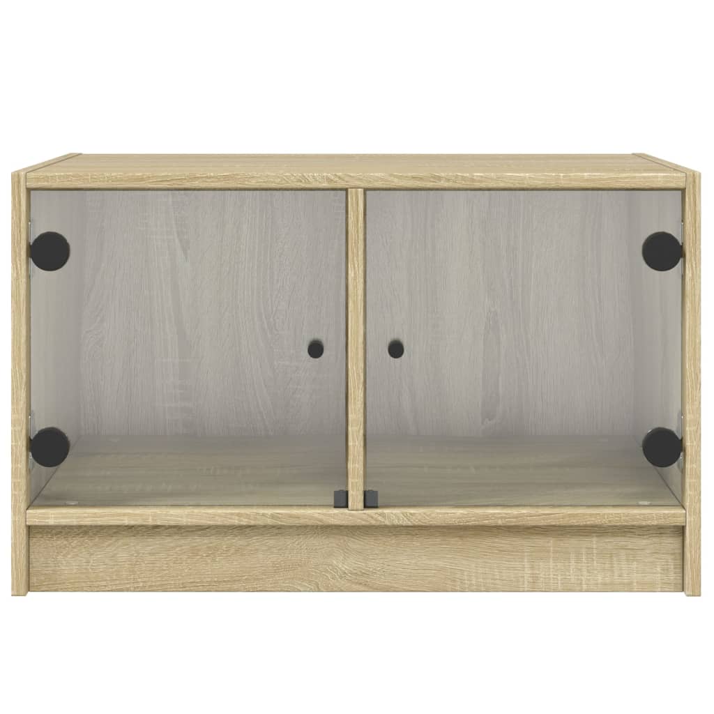 vidaXL Τραπεζάκι Σαλονιού Sonoma Δρυς 68x50x42 εκ. με Γυάλινες Πόρτες
