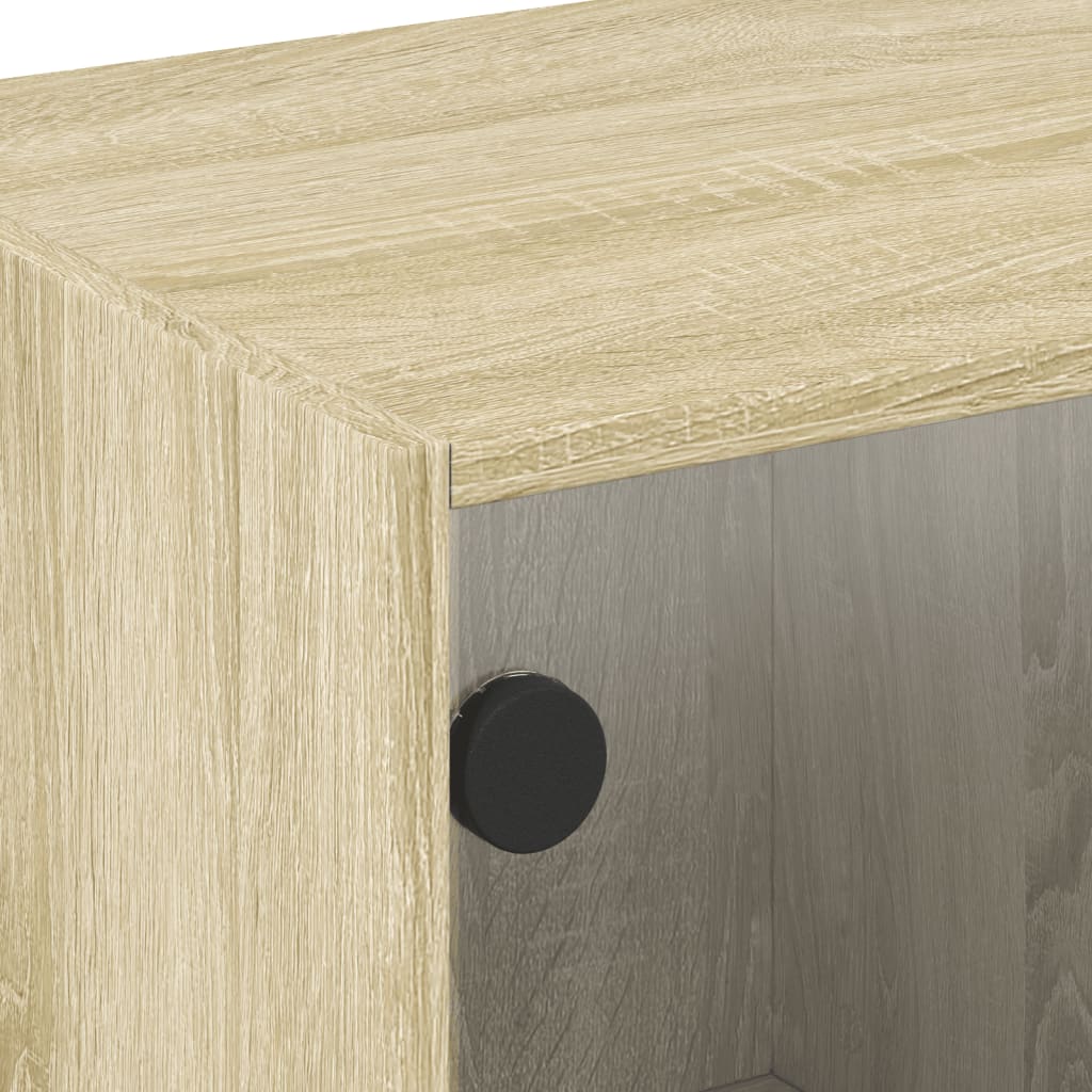 vidaXL Τραπεζάκι Σαλονιού Sonoma Δρυς 68x50x42 εκ. με Γυάλινες Πόρτες