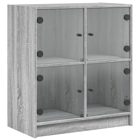 vidaXL Βοηθητικό Ντουλάπι Sonoma Γκρι 68x37x75,5εκ. με Γυάλινες Πόρτες