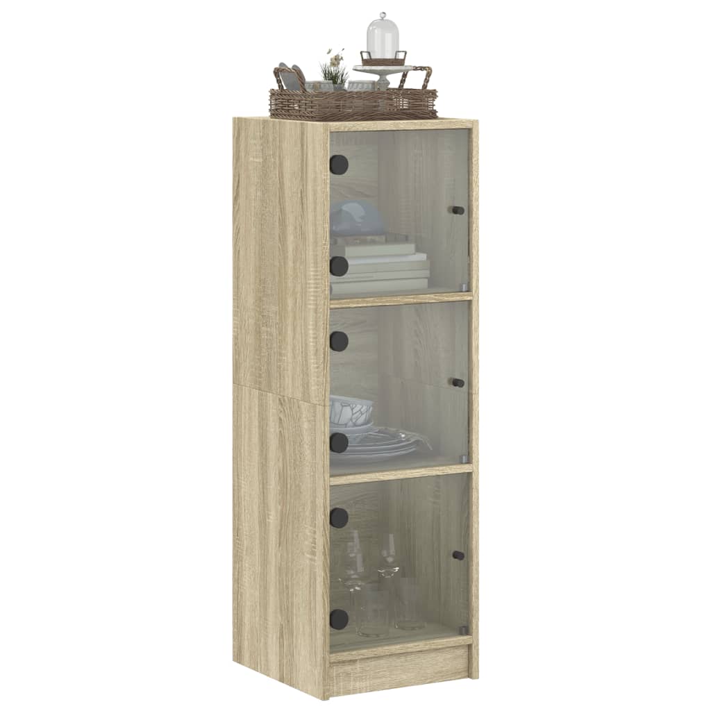 vidaXL Ντουλάπι Sonoma Δρυς 35 x 37 x 109 εκ. με Γυάλινες Πόρτες