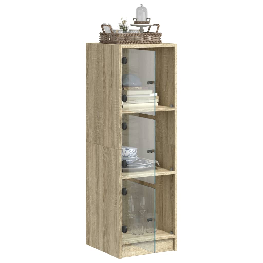 vidaXL Ντουλάπι Sonoma Δρυς 35 x 37 x 109 εκ. με Γυάλινες Πόρτες