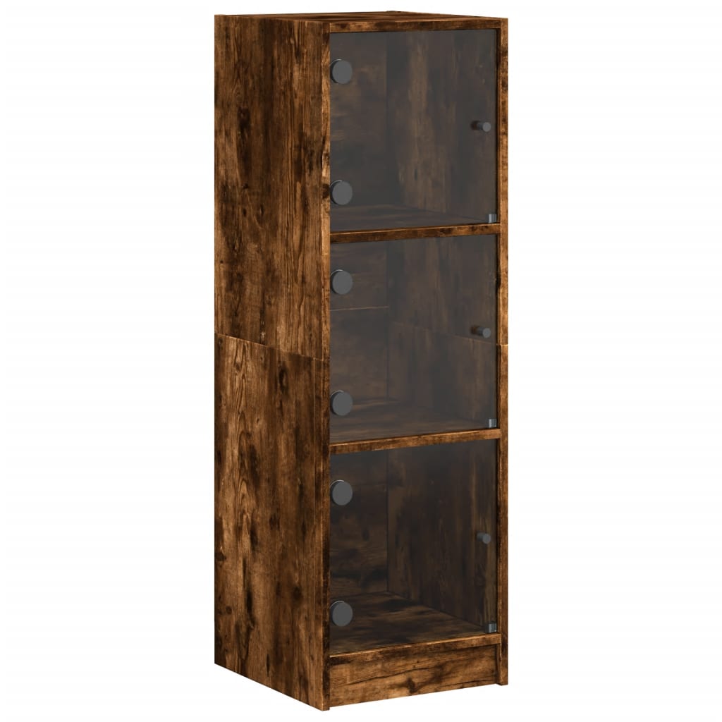 vidaXL Ντουλάπι Καπνιστή Δρυς 35x37x109 εκ. με Γυάλινες Πόρτες