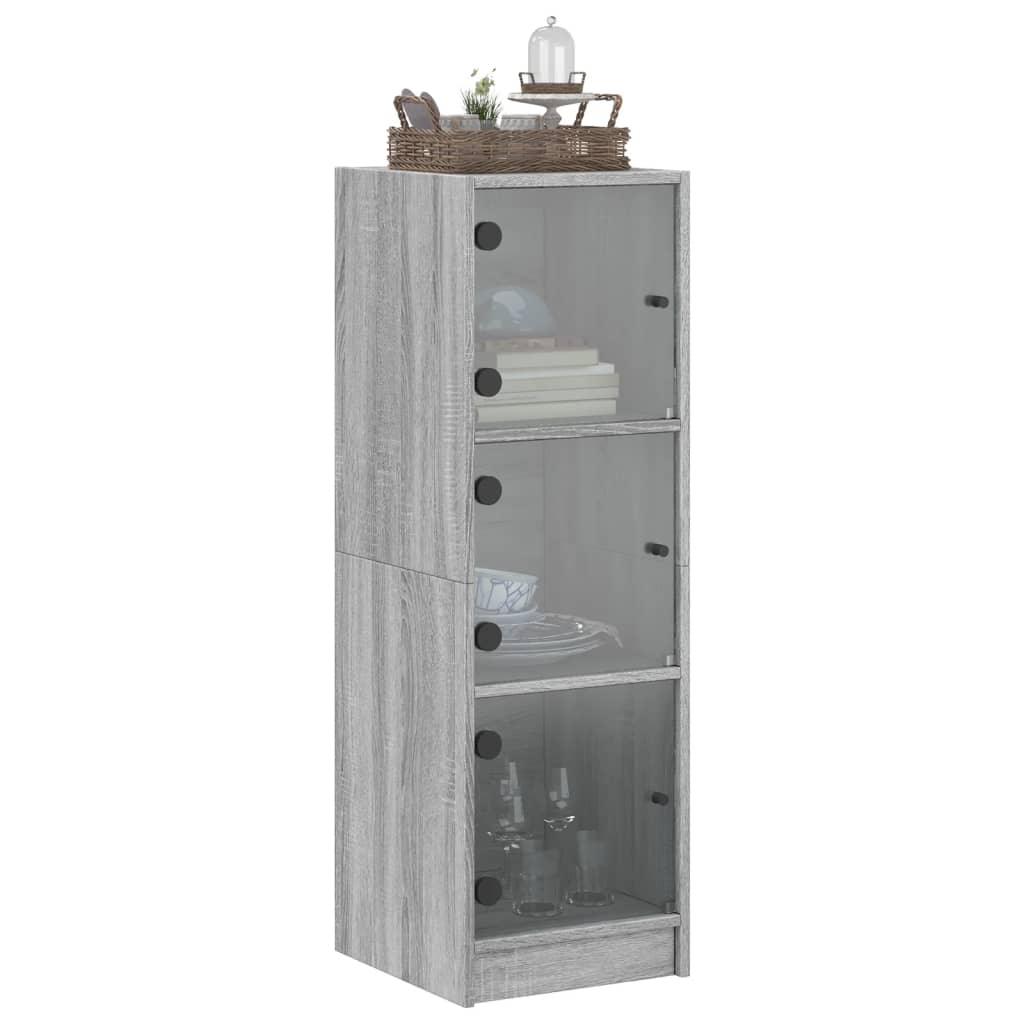 vidaXL Ντουλάπι Γκρι Sonoma 35 x 37 x 109 εκ. με Γυάλινες Πόρτες