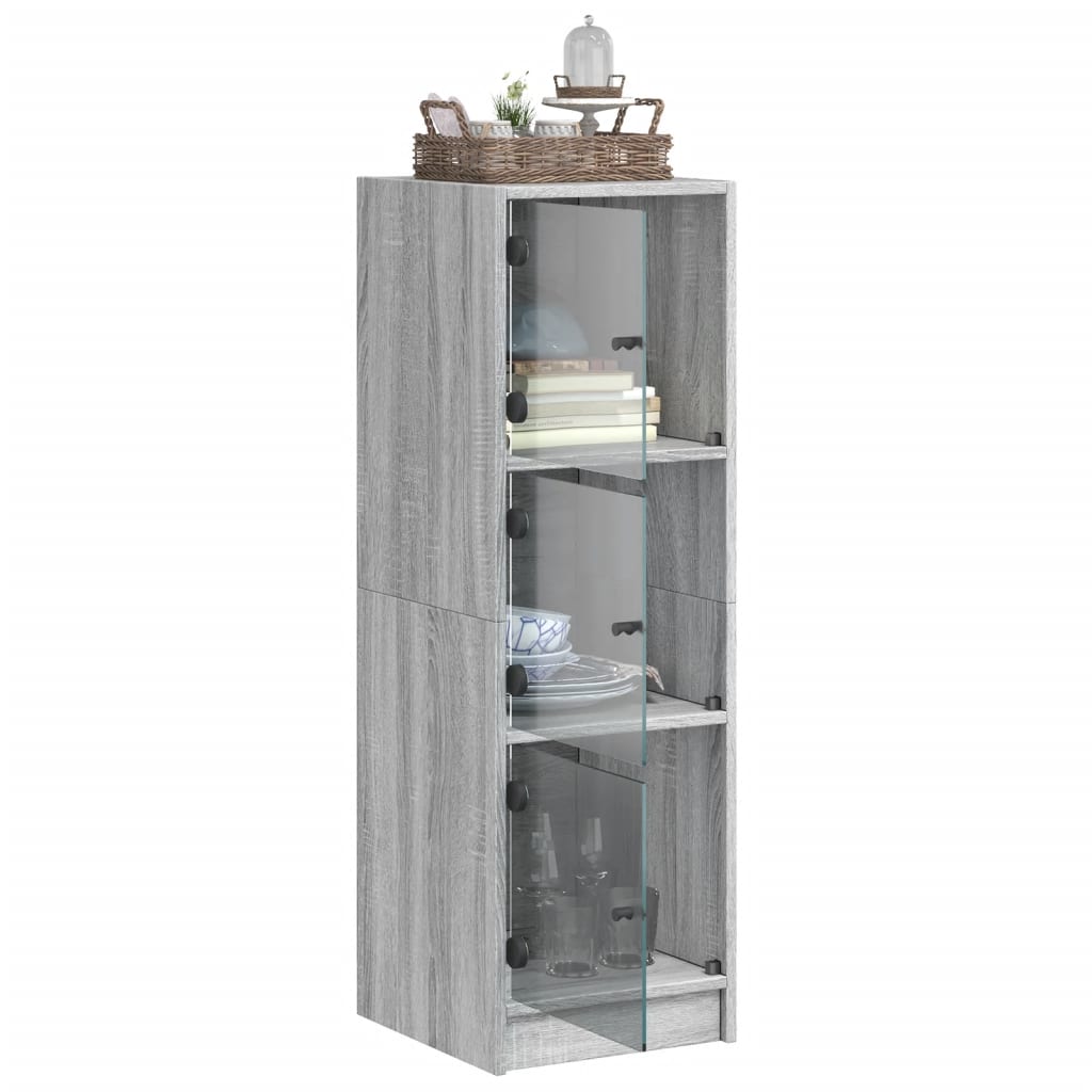 vidaXL Ντουλάπι Γκρι Sonoma 35 x 37 x 109 εκ. με Γυάλινες Πόρτες